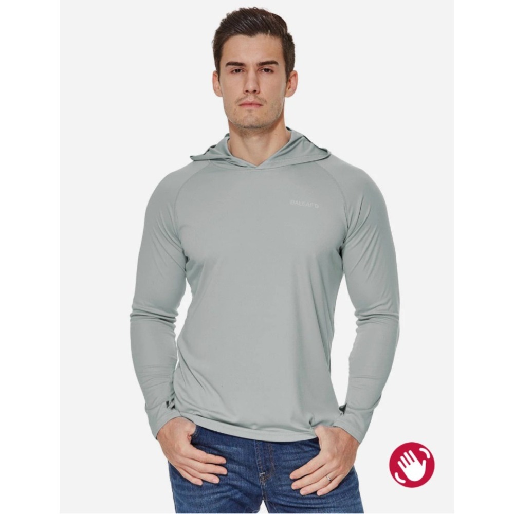 baleaf Men Sun Protection Hoodie Shirt UPF 50+ Long Sleeve UV SPF T-Shirts LARGE